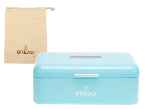 Vintage Bread Box For Kitchen Stainless Steel Metal 16.5" x 9" x 6.5" with viewing window   FREE Bread Bag; Large Bread, Loaves, Pasgtires Bin storage (Red)