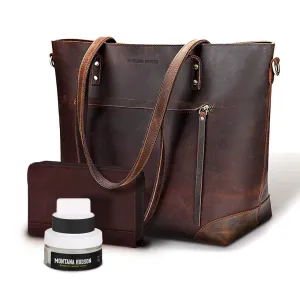 Vintage Eva Leather Zip Tote   FREE Matching Wallet & Leather Lotion