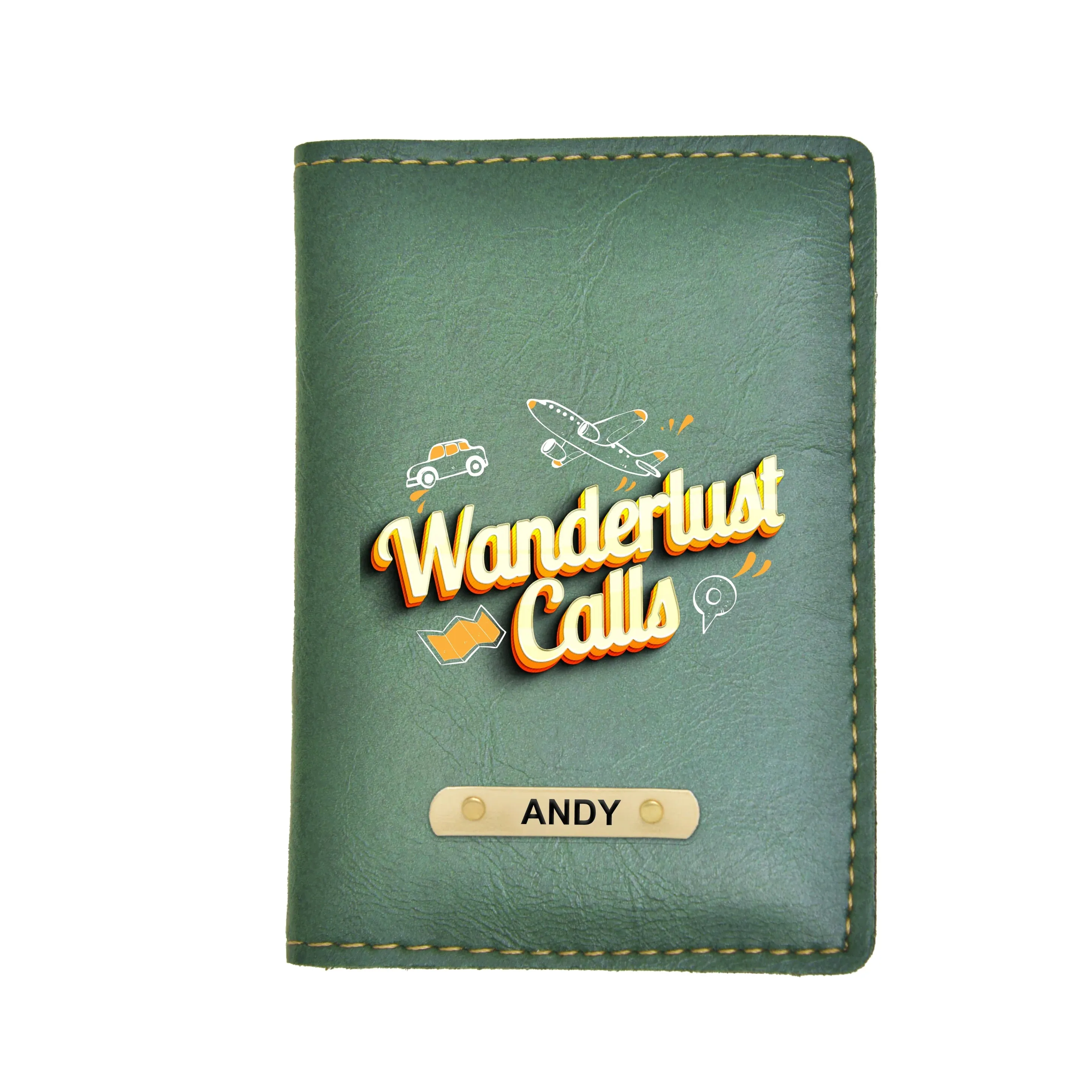 Wanderlust Calls Print Personalised Nexon Passport Cover - Olive Green