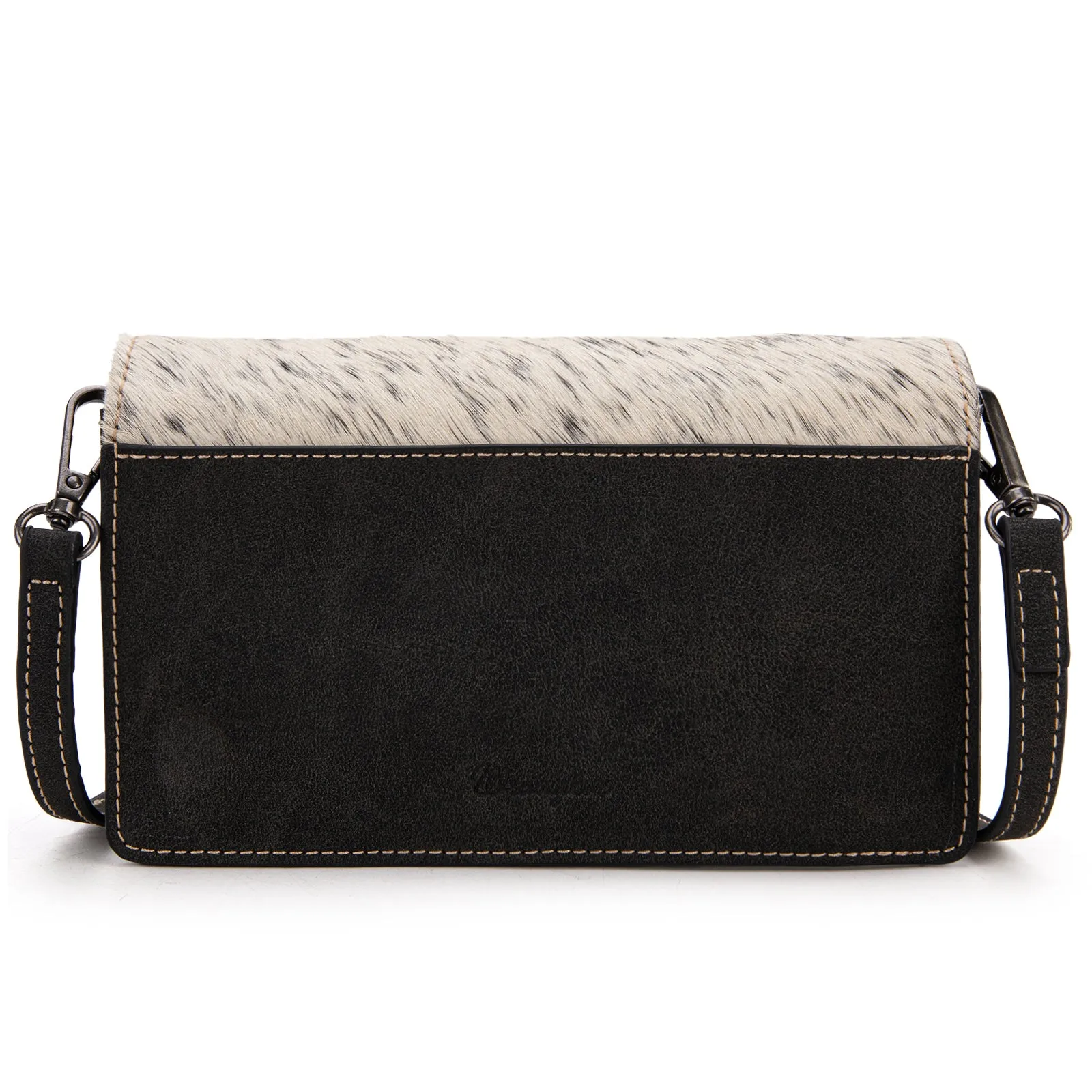 WG169-W030  Wrangler Genuine Hair-On Cowhide Wallet/Crossbody  -Black