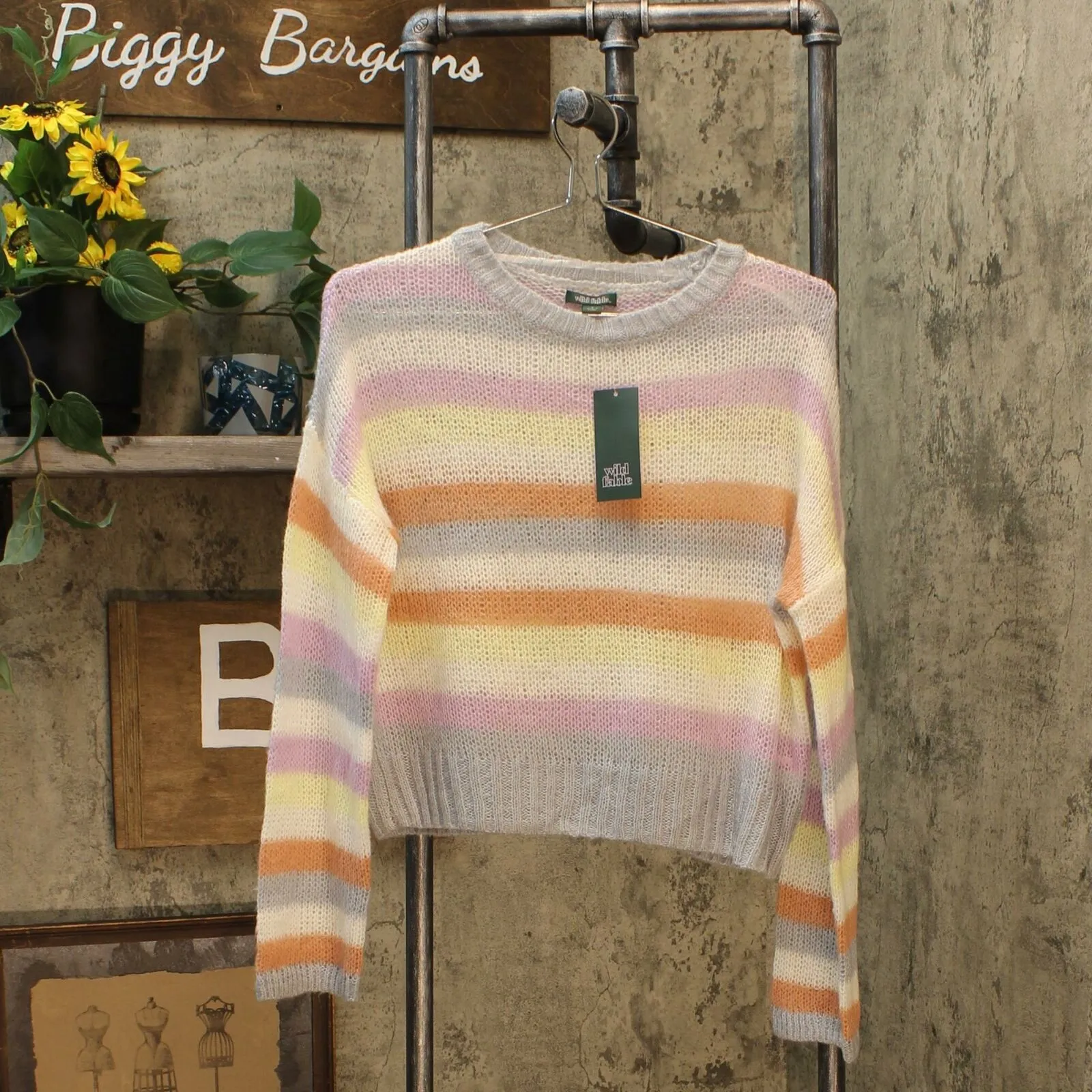 Wild Fable Women's Lightweight Striped Crewneck Pullover Sweater