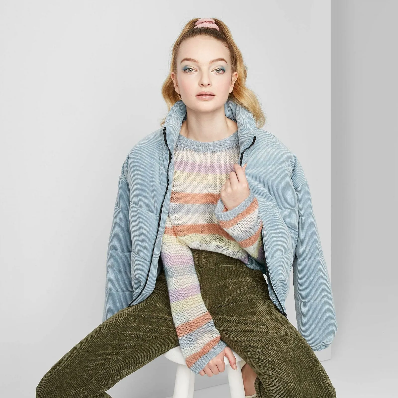 Wild Fable Women's Lightweight Striped Crewneck Pullover Sweater