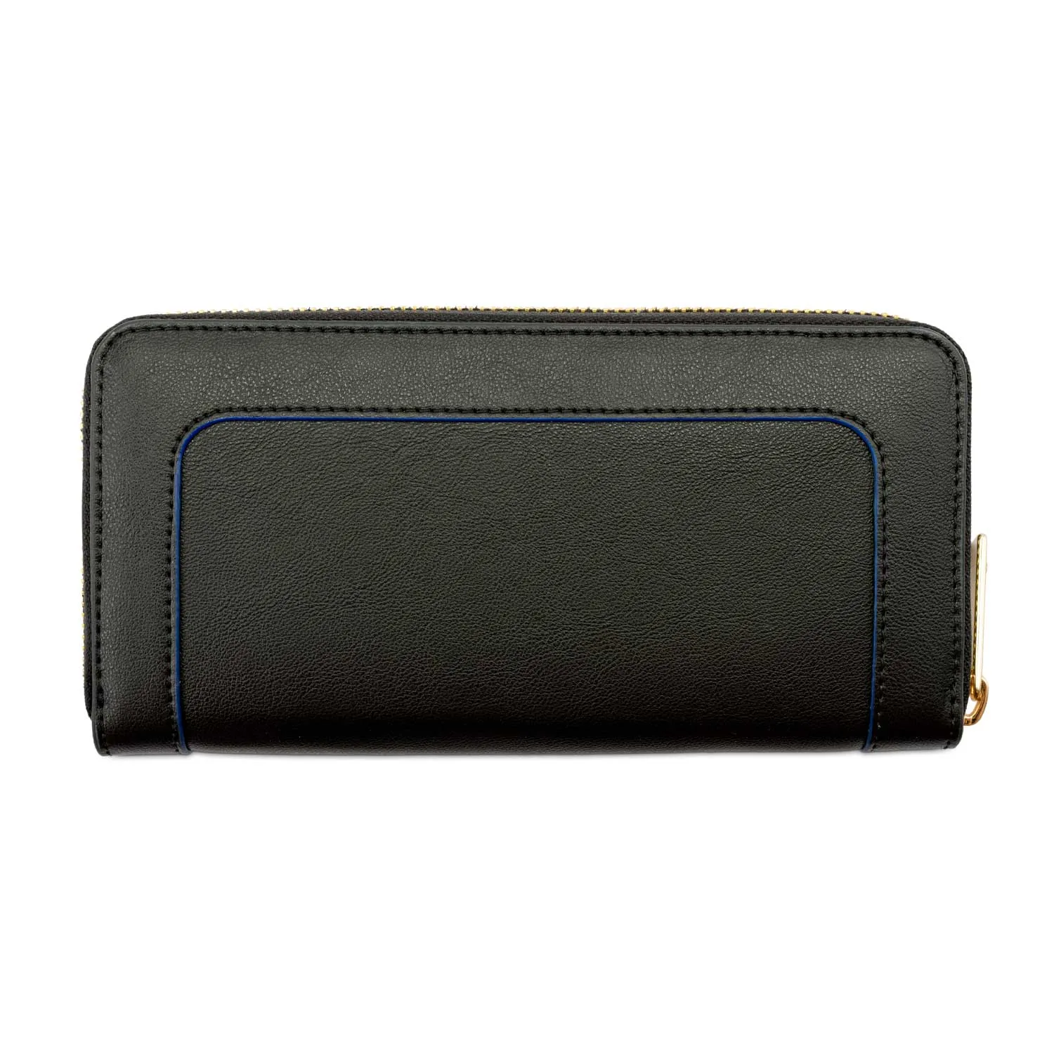Wilton Vegan Leather Zipped Purse Wallet | Black & Cobalt Blue