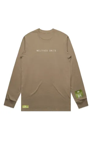 WOLFPACK UNLTD "STATEMENT" LIGHTWEIGHT TEE L/S TEXT LOGO | SAND