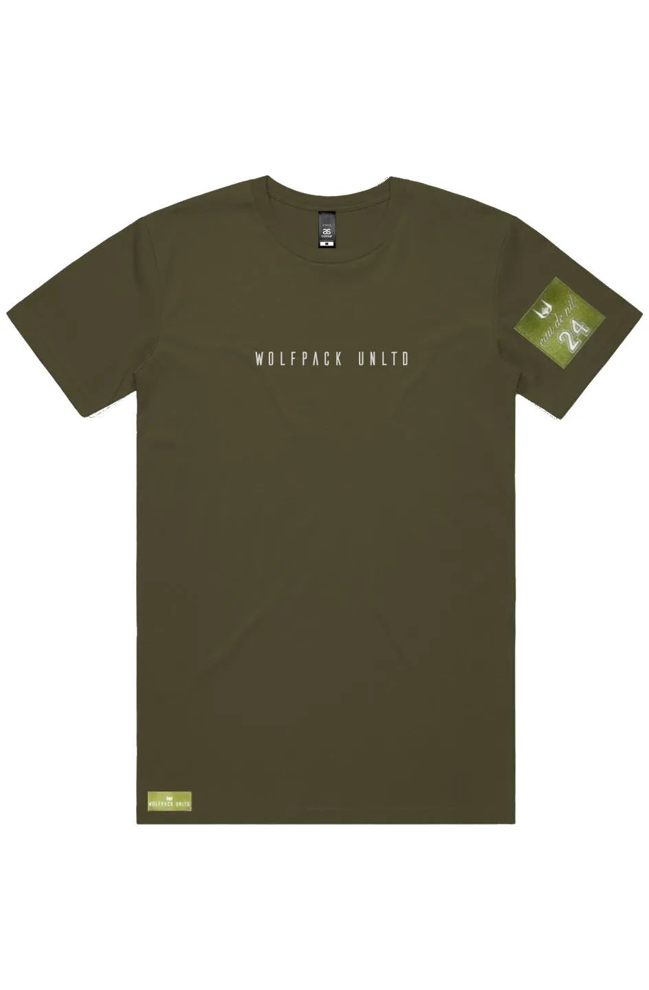 WOLFPACK UNLTD "STATEMENT" LIGHTWEIGHT TEE S/S TEXT LOGO | ARMY GREEN