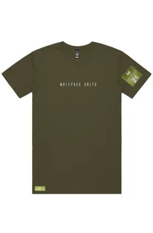 WOLFPACK UNLTD "STATEMENT" LIGHTWEIGHT TEE S/S TEXT LOGO | ARMY GREEN