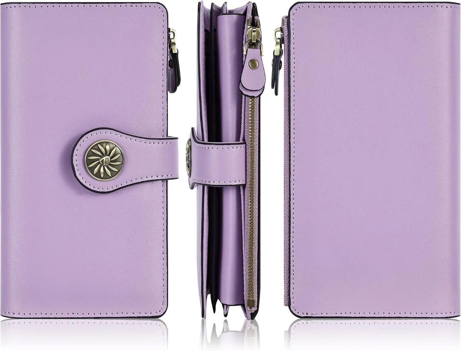 Women RFID Large Capacity Luxury Waxed Leather Clutch