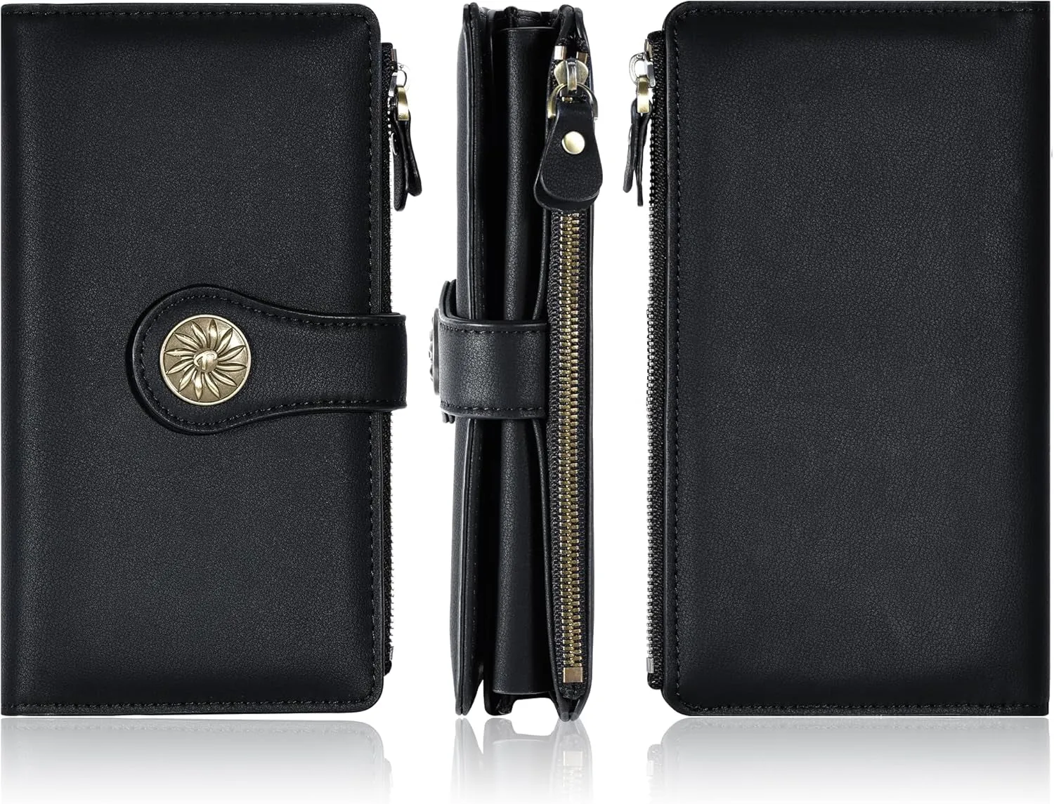Women's Large Capacity Clutch, Luxury Waxed Leather Wallet
