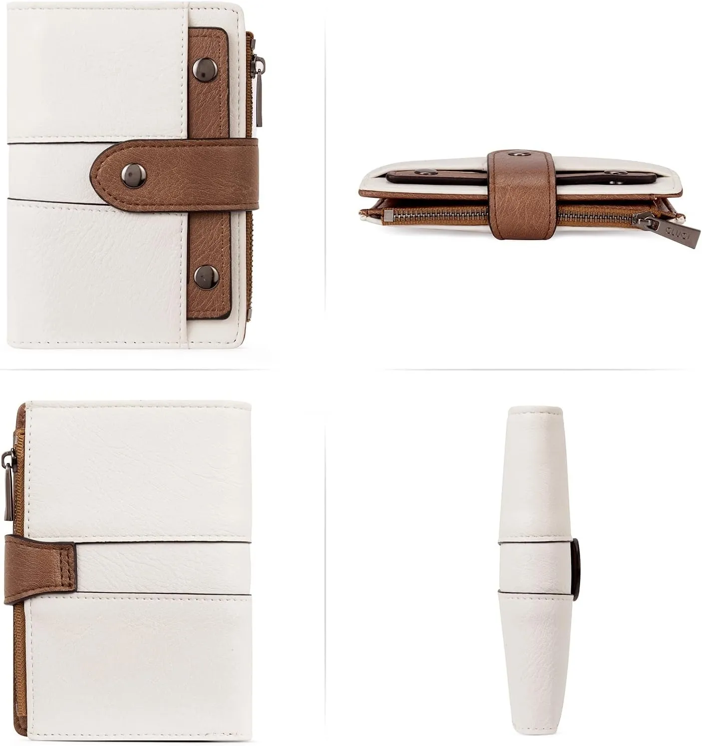 Women's Small Leather Bifold Wallet with Zipper Coin pocket