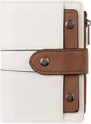 Women's Small Leather Bifold Wallet with Zipper Coin pocket