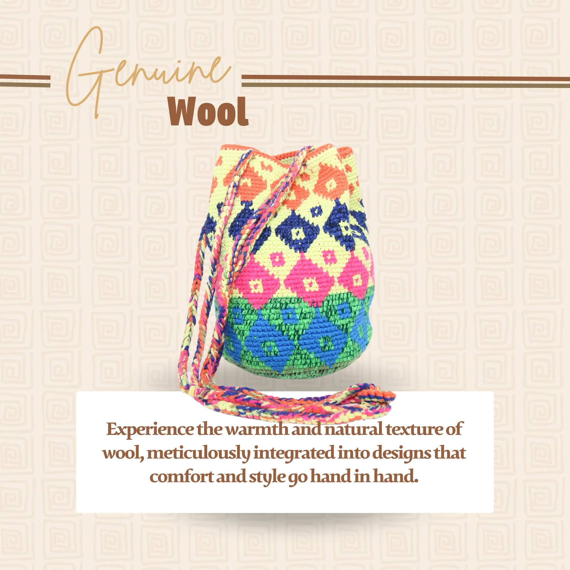 Women’s Tote Bag  Multicolor Rhombus & Squares Design