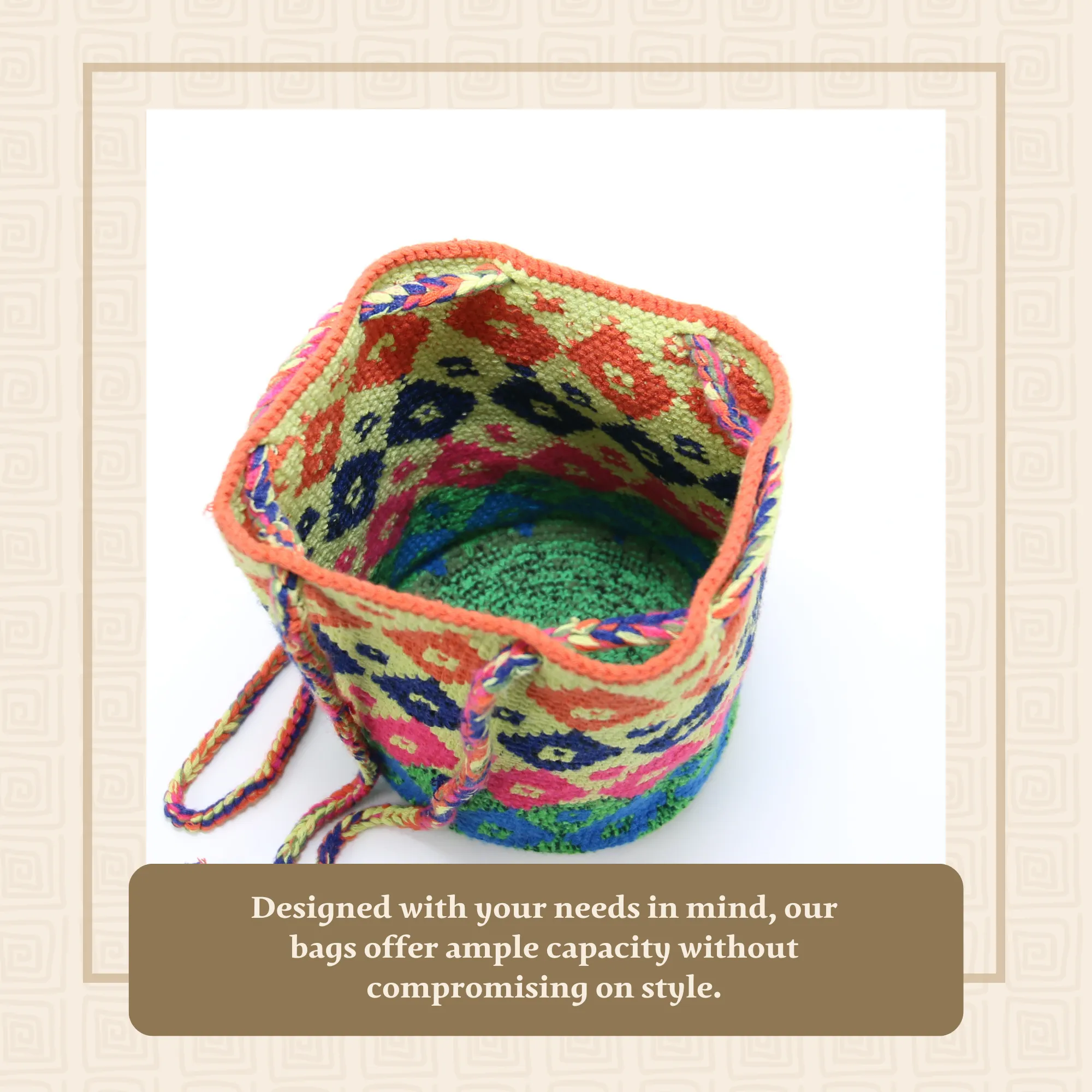 Women’s Tote Bag  Multicolor Rhombus & Squares Design