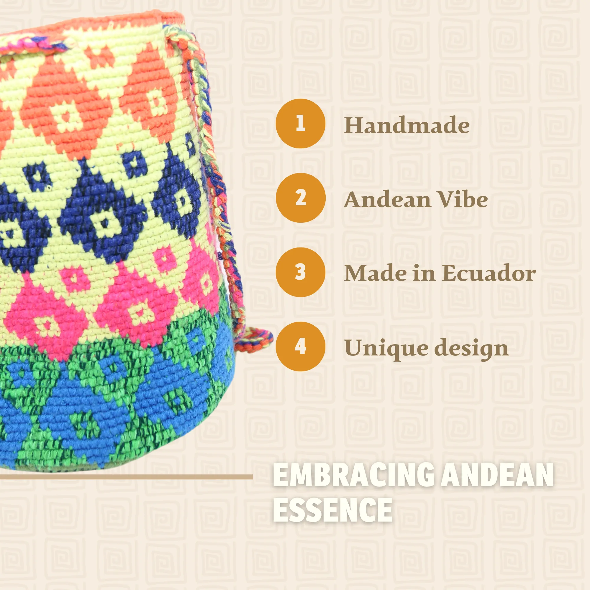 Women’s Tote Bag  Multicolor Rhombus & Squares Design