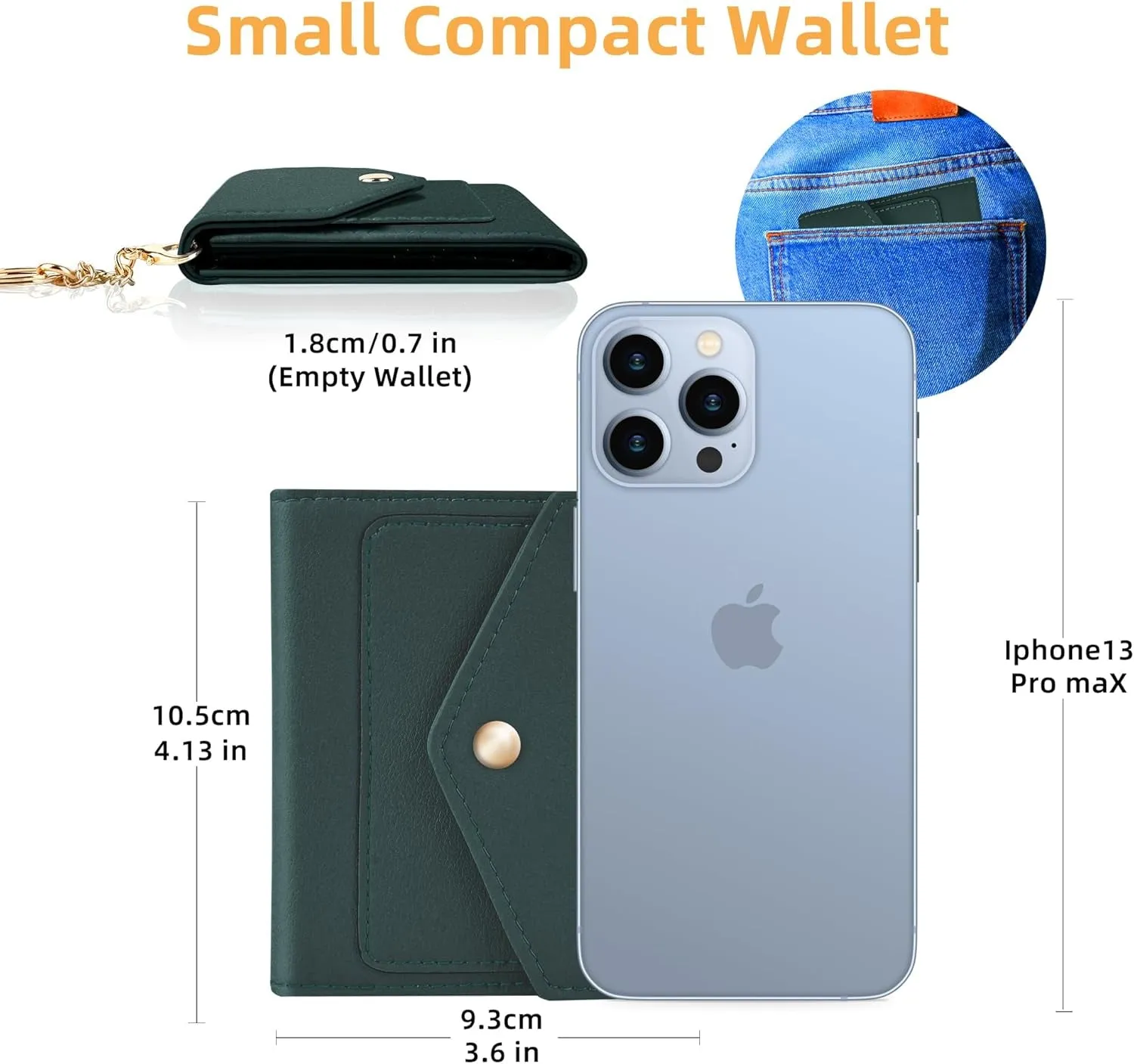 Women's Trifold Small Wallet, RFID Blocking Credit Card Holder with Keychain & Coins Zipper Pocket