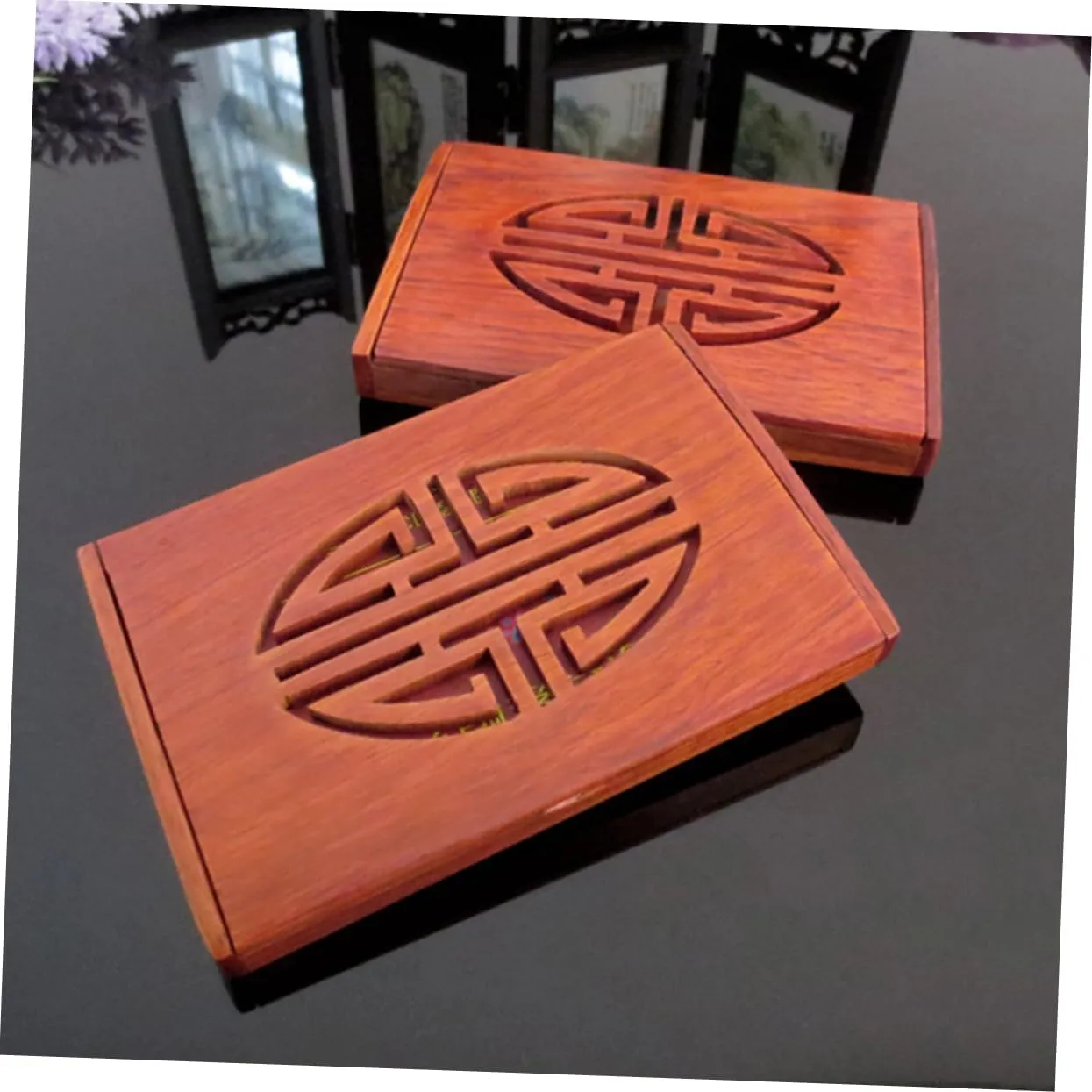Wooden Business Cards Stroage Box - Desk Holder Display Frame Desktop Card Wooden