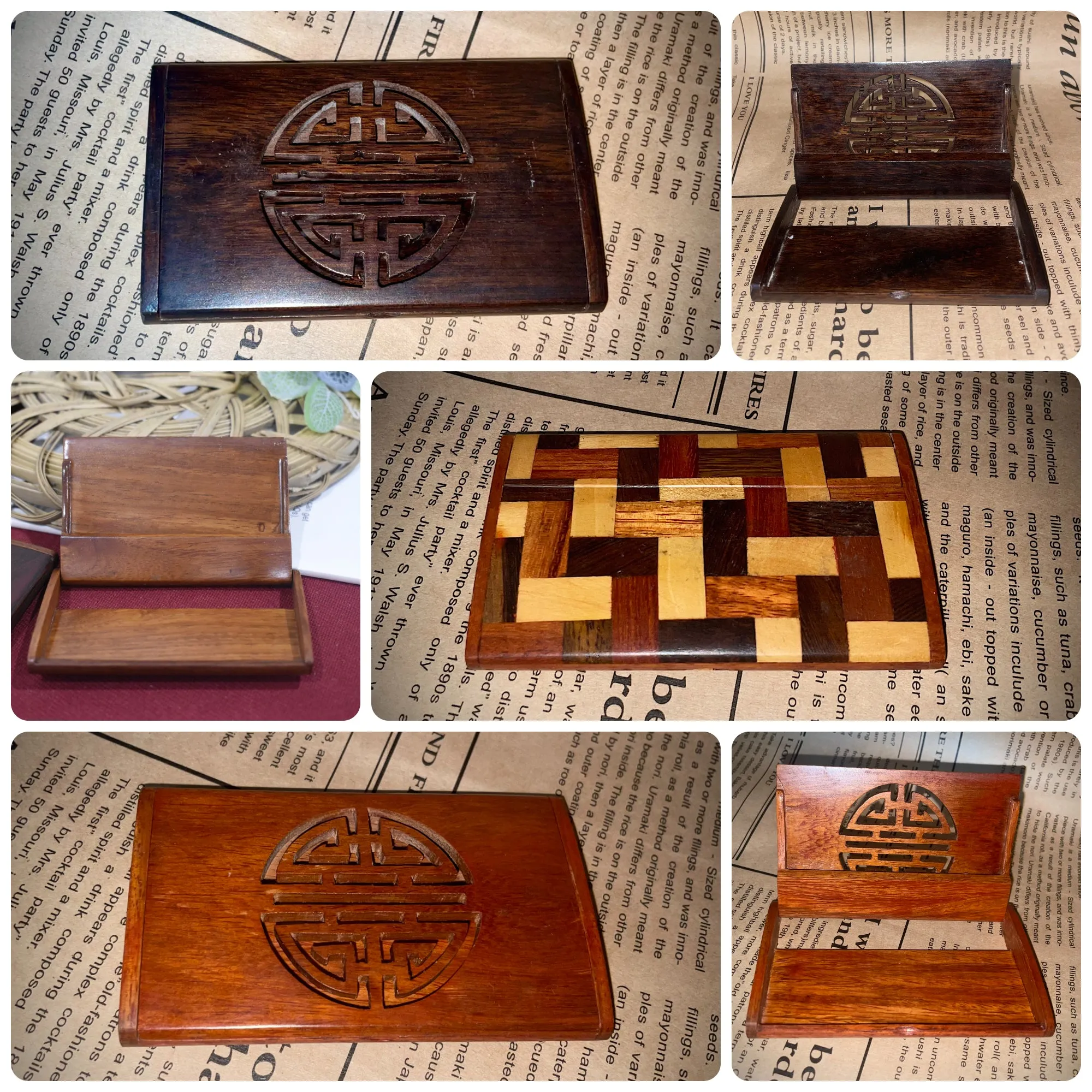 Wooden Business Cards Stroage Box - Desk Holder Display Frame Desktop Card Wooden