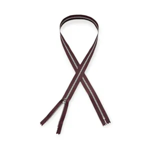 YKK Metal Silver Zip DK maroon