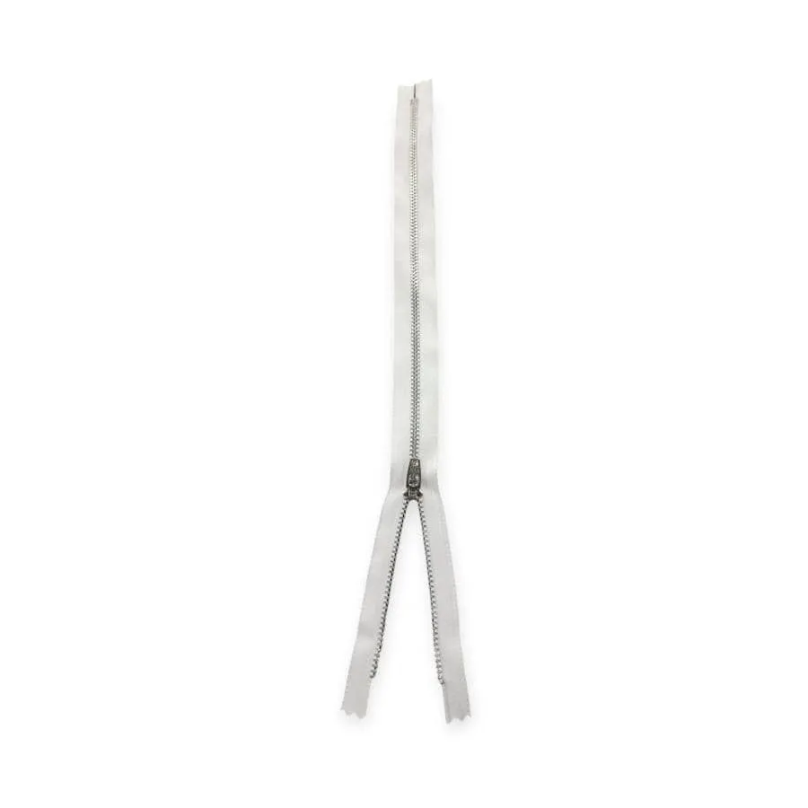 YKK Metal Sliver Zip White